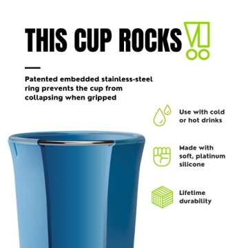 GoSili Eco-Friendly Reusable Silicone Straw Tumbler, Nontoxic and Dishwasher Safe - 16oz, Foggy Blue