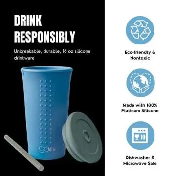 GoSili Eco-Friendly Silicone Straw Tumbler 16oz