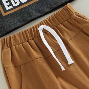 Infant Toddler Baby Boy Easter Outfit Bunny Letter Printed Short Sleeve T-Shirt Tops and Jogger Pants Set (Dark Gray, 18-24 Months)