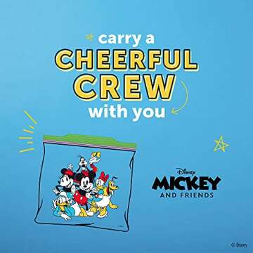 Ziploc Sandwich and Snack Bags, Storage Bags for On the Go Freshness, Grip 'n Seal Technology for Easier Grip, Open, and Close, 66 Count, Mickey and Friends Designs