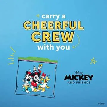 Ziploc Sandwich and Snack Bags, Storage Bags for On the Go Freshness, Grip 'n Seal Technology for Easier Grip, Open, and Close, 66 Count, Mickey and Friends Designs