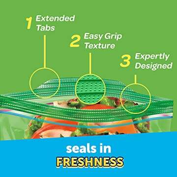 Ziploc Sandwich and Snack Bags, Storage Bags for On the Go Freshness, Grip 'n Seal Technology for Easier Grip, Open, and Close, 66 Count, Mickey and Friends Designs