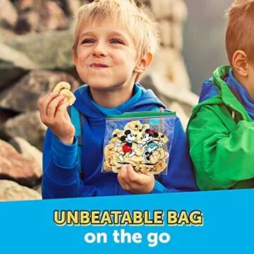 Ziploc Sandwich and Snack Bags, Storage Bags for On the Go Freshness, Grip 'n Seal Technology for Easier Grip, Open, and Close, 66 Count, Mickey and Friends Designs