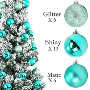 Emopeak 24Pcs Mini Christmas Balls Ornaments for Xmas Christmas Tree - 1.2 Inch Shatterproof Christmas Tree Decorations Hanging Ball for Holiday Wedding Party Decoration Teal