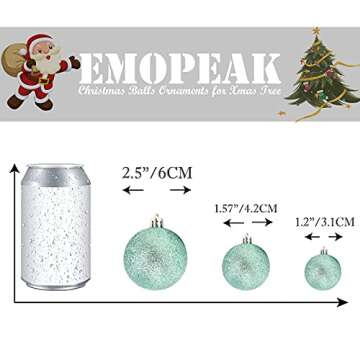 Emopeak 24Pcs Mini Christmas Balls Ornaments for Xmas Christmas Tree - 1.2 Inch Shatterproof Christmas Tree Decorations Hanging Ball for Holiday Wedding Party Decoration Teal
