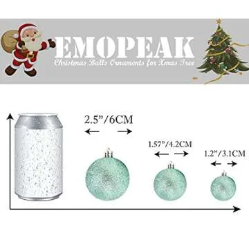 Emopeak 24Pcs Mini Christmas Balls Ornaments for Xmas Christmas Tree - 1.2 Inch Shatterproof Christmas Tree Decorations Hanging Ball for Holiday Wedding Party Decoration Teal