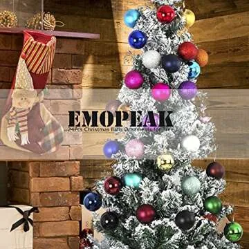 Emopeak 24Pcs Mini Christmas Balls Ornaments for Xmas Christmas Tree - 1.2 Inch Shatterproof Christmas Tree Decorations Hanging Ball for Holiday Wedding Party Decoration Teal