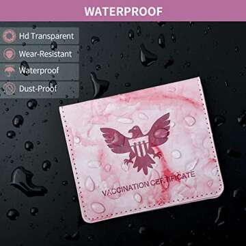 CDC Vaccine Card Holder,4×3 Vaccine Card Protector Waterproof,Vaccination Card Protector for Travelling,PU Leather Material,Marbled (Red)