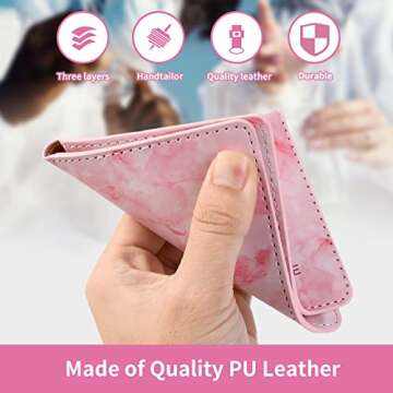 CDC Vaccine Card Holder,4×3 Vaccine Card Protector Waterproof,Vaccination Card Protector for Travelling,PU Leather Material,Marbled (Red)