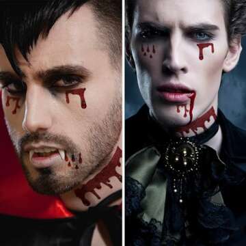 2 Packs Vampire Face Jewels Vampire Blood Costume Festival Face Gems Stick on Rhinestone Halloween Tattoo Stickers Pasties Self Adhesive Temporary Tattoos Fashion Jewelry