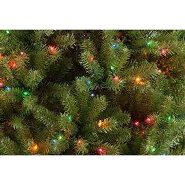 National Tree Company Pre-Lit Artificial Slim Christmas Tree, Green, North Valley Spruce, Multicolor...