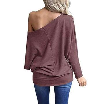 Poetsky Women's Off-Shoulder Long Sleeve Tunic Top