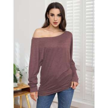 Poetsky Women's Off-Shoulder Long Sleeve Tunic Top