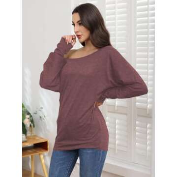 Poetsky Women's Off-Shoulder Long Sleeve Tunic Top