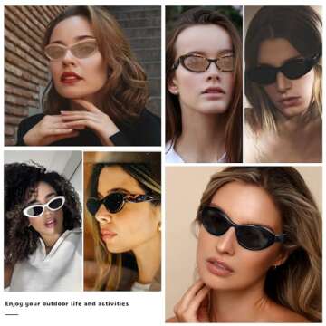 TIANYESY Stylish Retro Oval Sunglasses with UV400 Protection (Black+Leopard Print)