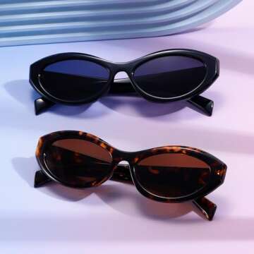 TIANYESY Retro Oval Sunglasses - Trendy UV400 Protection