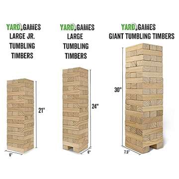 Yard Games Large Jr. Tumbling Timbers Wood Stacking Party Tailgate Backyard Game Indoor Outdoor with...