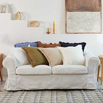 ATLINIA Decor Throw Pillow Cover - 20x20 Inch Linen Pillow Cover Decorative Farmhouse Boho Fringe Cushion Cover for Couch Sofa Bed Outdoor Beige2
