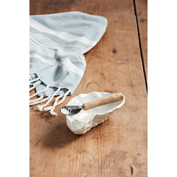 Mud Pie Shaped DIP Set, oyster 6 1/2" x 4 1/4" | spoon 5 1/2", White