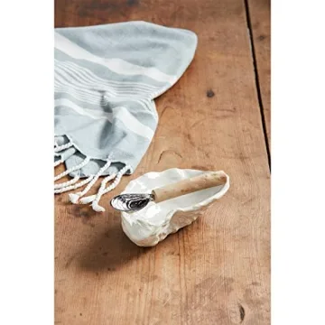 Mud Pie Shaped DIP Set, oyster 6 1/2" x 4 1/4" | spoon 5 1/2", White