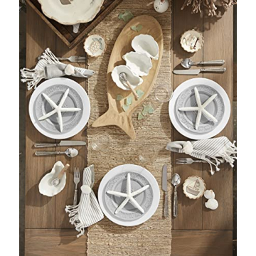 Mud Pie Shaped DIP Set, oyster 6 1/2" x 4 1/4" | spoon 5 1/2", White