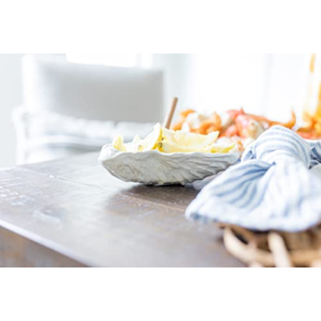 Mud Pie Shaped DIP Set, oyster 6 1/2" x 4 1/4" | spoon 5 1/2", White