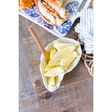 Mud Pie Shaped DIP Set, oyster 6 1/2" x 4 1/4" | spoon 5 1/2", White