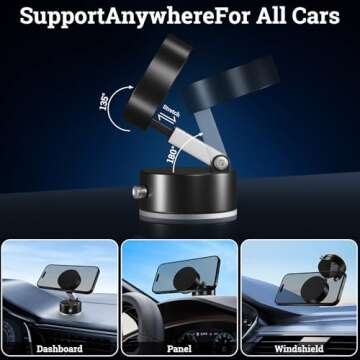 Uceento Vacuum Magnetic Phone Holder - Versatile Suction Cup Car Mount