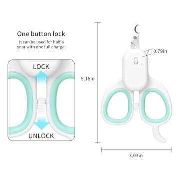 PAKEWAY Pet Nail Clipper with LED & -U-V Light, Cat Claw Trimmer with Ultra Bright LED Light for Nail Bloodline to Avoid Over Cutting, Sharp Angled Blade Grooming Tool for Dog Cat Rabbit Small Animals