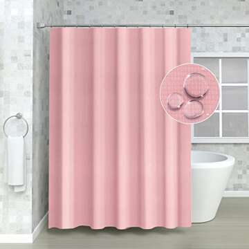 Pretty House Shower Curtain with Water Resistant Light-Weight Fabric, Waffle Weave, Spa, Hotel Quali...
