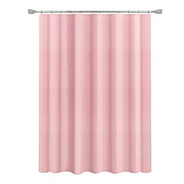Pretty House Shower Curtain with Water Resistant Light-Weight Fabric, Waffle Weave, Spa, Hotel Quality Premium Bathroom Machine Washable Curtain Liner,72 x 72 inch Blush Curtain