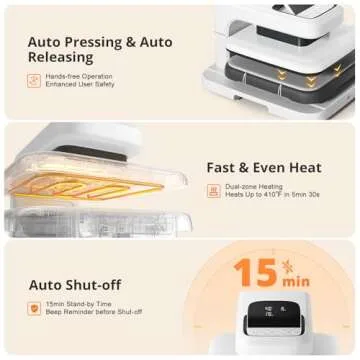 HTVRONT Auto Heat Press 2 - Heat Press Machine for T Shirts with Adjustable Pressure & Higher Heating Height, Heats Up Fast and Evenly Heat Press 15x15 for HTV, Sublimation, Heat Press Projects