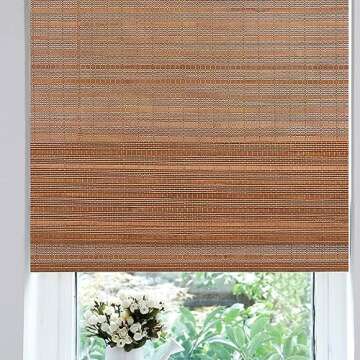 LANTIME Wood Window Roman Shades, Bamboo Blinds Wood Roman Shades, Pattern 5