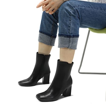 mysoft GoGo Boots - Stylish Square Toe Ankle Booties