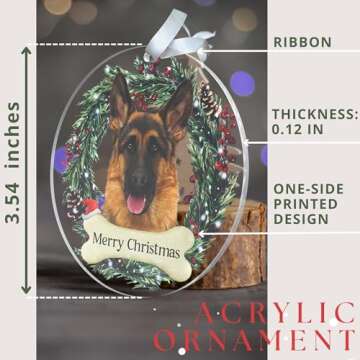 German Shepherd Christmas Ornament - German Shepherd Ornament - German Shepherd Gifts, German Shephe...