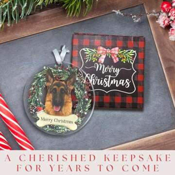 German Shepherd Christmas Ornament - German Shepherd Ornament - German Shepherd Gifts, German Shepherd Mom Gifts - German Shepherd Ornaments for Christmas Tree - Acrylic Christmas Dog Ornament
