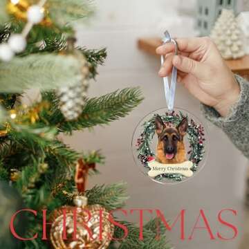 German Shepherd Christmas Ornament - German Shepherd Ornament - German Shepherd Gifts, German Shepherd Mom Gifts - German Shepherd Ornaments for Christmas Tree - Acrylic Christmas Dog Ornament