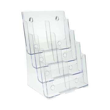 SourceOne Premium 4-Tier Magazine and Brochure Holder – Clear Acrylic Countertop Organizer