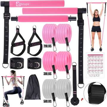 Pilates Bar Kit with Resistance Bands for Home Gym