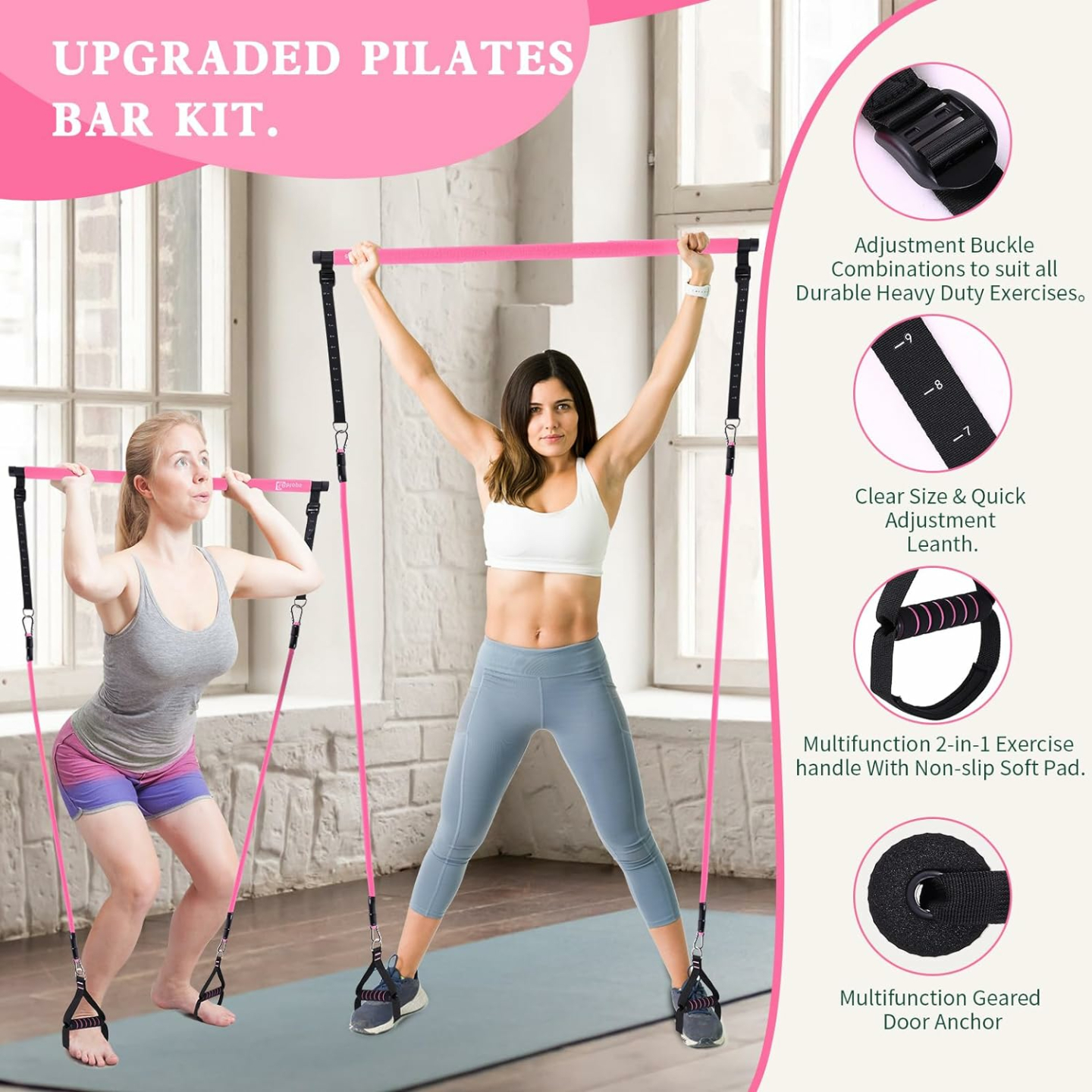 Pilates Bar Kit with Resistance Bands for Home Gym