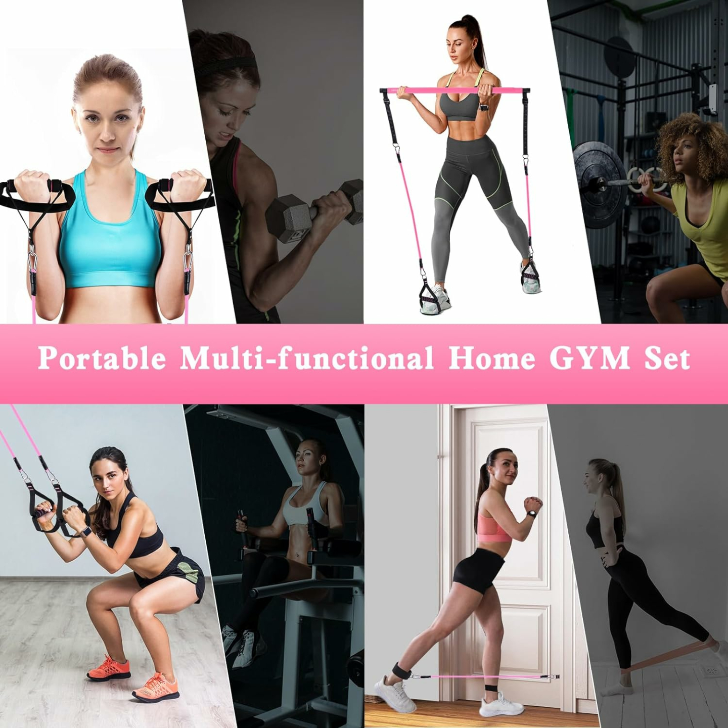 Pilates Bar Kit with Resistance Bands for Home Gym