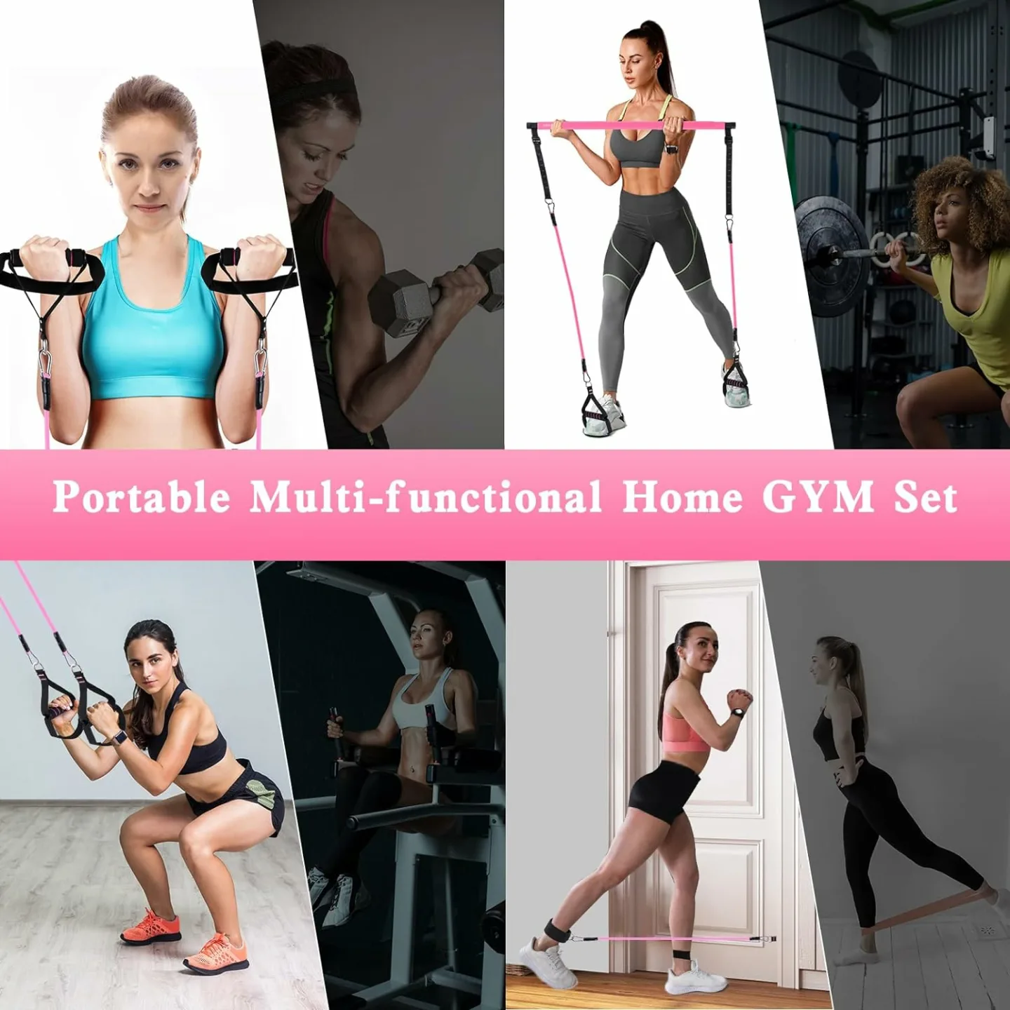 Pilates Bar Kit with Resistance Bands for Home Gym