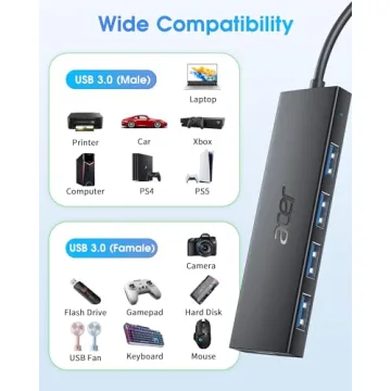 Acer USB Hub 4 Ports USB 3.0 with Type C Power Port