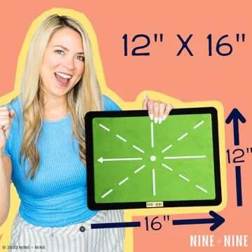 Golf Hitting Mat, Golf Practice Swing Mat, Golf Practice Mat for Swing Path Detection, Golf Accessories Men and Women, Golf Gifts for Men/Women, Upgraded 16"x12" with Replaceable Mat, NINE + NINE GOLF