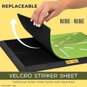 Golf Hitting Mat, Golf Practice Swing Mat, Golf Practice Mat for Swing Path Detection, Golf Accessories Men and Women, Golf Gifts for Men/Women, Upgraded 16"x12" with Replaceable Mat, NINE + NINE GOLF
