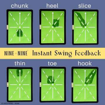 Golf Hitting Mat, Golf Practice Swing Mat, Golf Practice Mat for Swing Path Detection, Golf Accessories Men and Women, Golf Gifts for Men/Women, Upgraded 16"x12" with Replaceable Mat, NINE + NINE GOLF