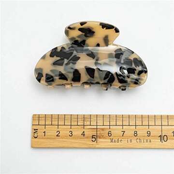 2PCS Large Hair Claw Clips for Women Girls Tortoise Barrettes Banana Claw Clips Acrylic Marbled Print Claw Clips Hair Styling Accessories Strong Hold Big Tocess Hair Claw Clips Jaw for Thick/Thin Hair