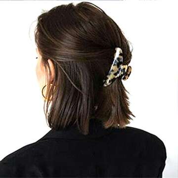 2PCS Large Hair Claw Clips for Women Girls Tortoise Barrettes Banana Claw Clips Acrylic Marbled Print Claw Clips Hair Styling Accessories Strong Hold Big Tocess Hair Claw Clips Jaw for Thick/Thin Hair