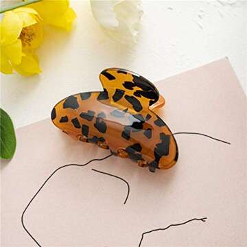 2PCS Large Hair Claw Clips for Women Girls Tortoise Barrettes Banana Claw Clips Acrylic Marbled Print Claw Clips Hair Styling Accessories Strong Hold Big Tocess Hair Claw Clips Jaw for Thick/Thin Hair