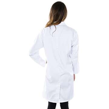 NY Threads Professional Lab Coat for Women, Long Sleeve Poly Cotton Medical Costume Coat 1 Pack, Med...